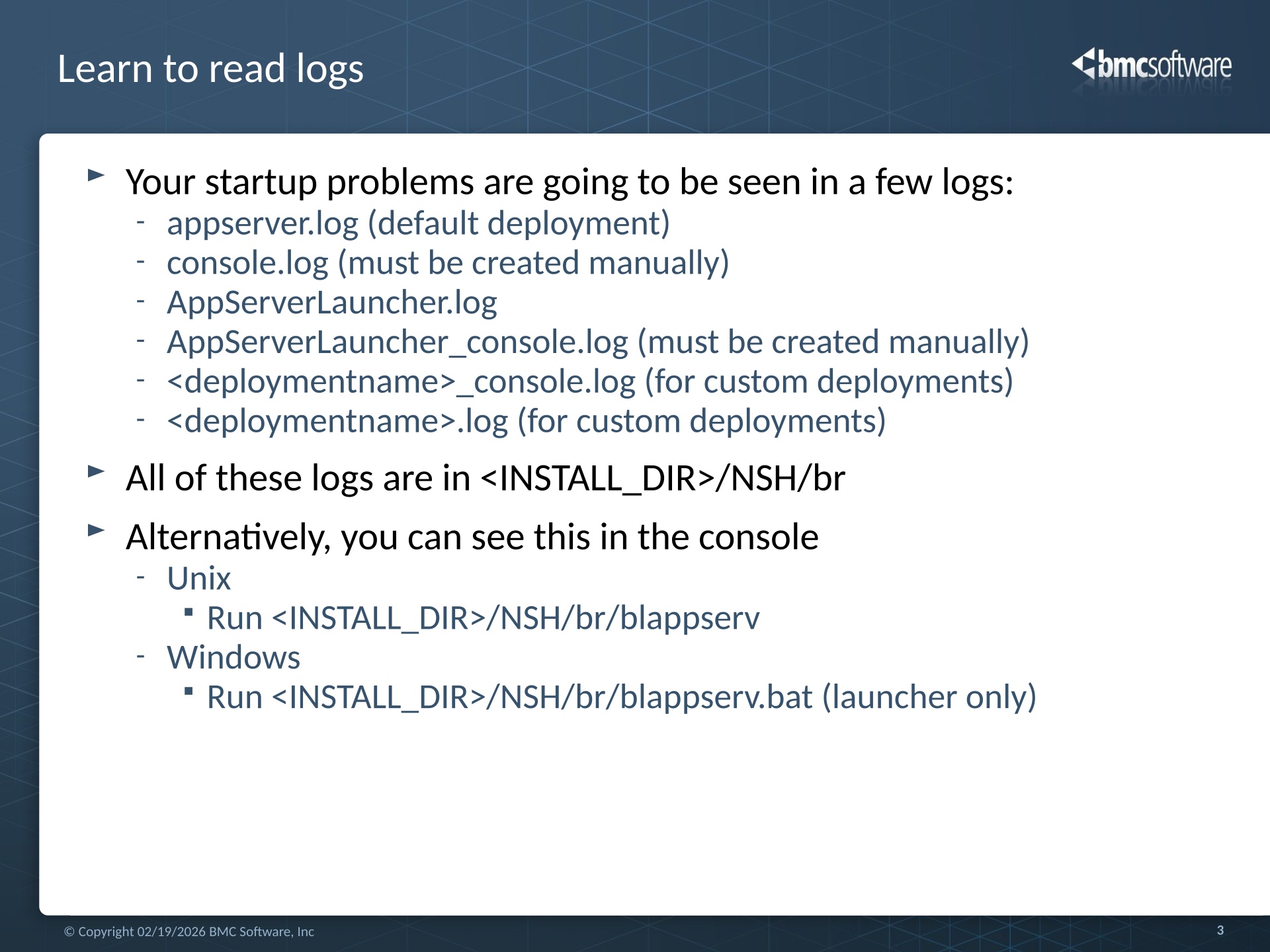 /xwiki/tmp/officeviewer/document%3Axwiki%3AAutomation-DevSecOps.Server-Automation.BMC-Server-Automation.bsa82.Troubleshooting.Troubleshooting-by-component-or-functional-area.Troubleshooting-the-Application-Server.WebHome/-1489361379/Service_Automation_Brown_Bag_-_BBSA_App_Server_Troubleshooting-slide2.jpg